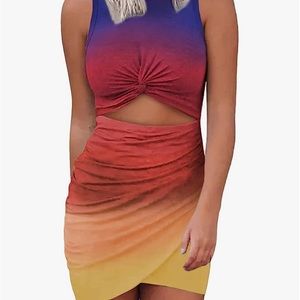 Long sleeve cut out dress ombré